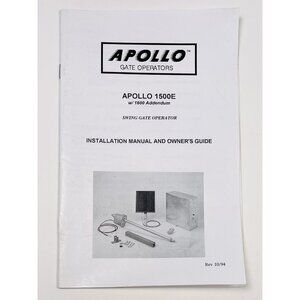APOLLO 1500E w/ 1600 Addendum Solar Swing Gate Operator Opener MANUAL ONLY 1994
